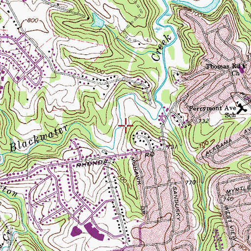 Topographic Map of Sandusky Park, VA