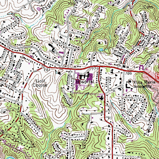 Topographic Map of Virginia Baptist Hospital, VA