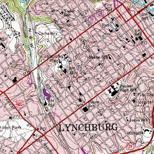 Topographic Map of College Hill, VA