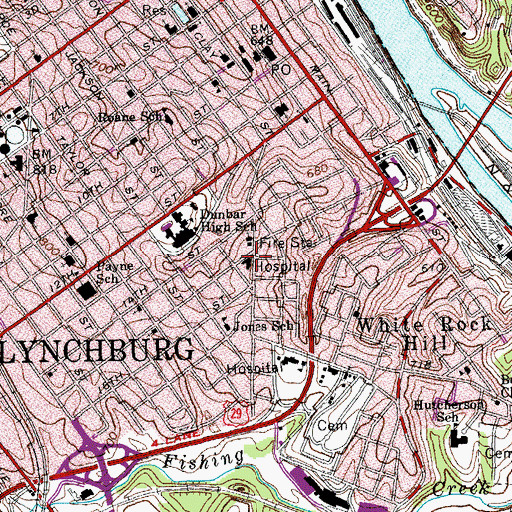 Topographic Map of Marshall Lodge Memorial Hospital, VA