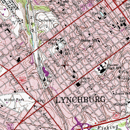 Topographic Map of Memorial United Methodist Church, VA