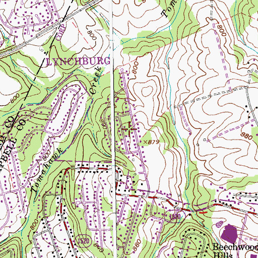 Topographic Map of Heritage Hills, VA