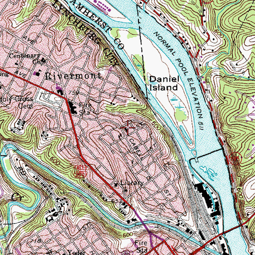 Topographic Map of Mount Carmel Baptist Church, VA