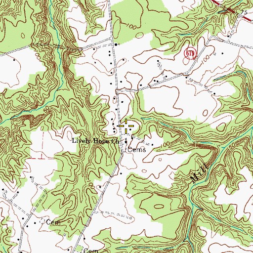 Topographic Map of Branch Chapel School (historical), VA