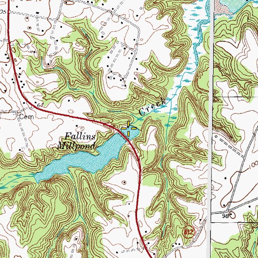 Topographic Map of Fallins Mill (historical), VA