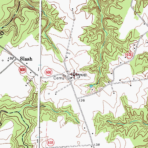 Topographic Map of Gibeon Baptist Church, VA