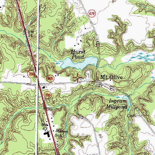 Topographic Map of Mount Olive Church, VA