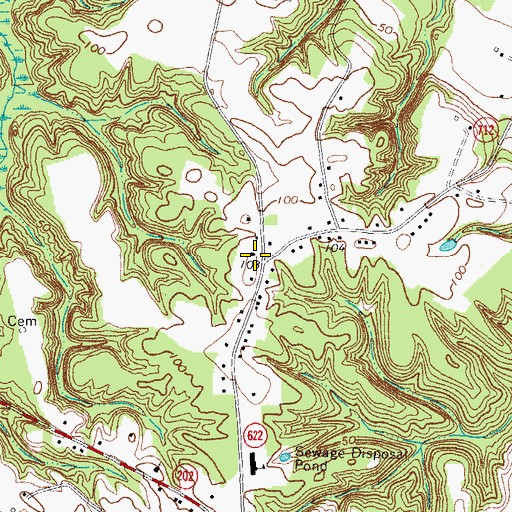 Topographic Map of Stately Oak, VA