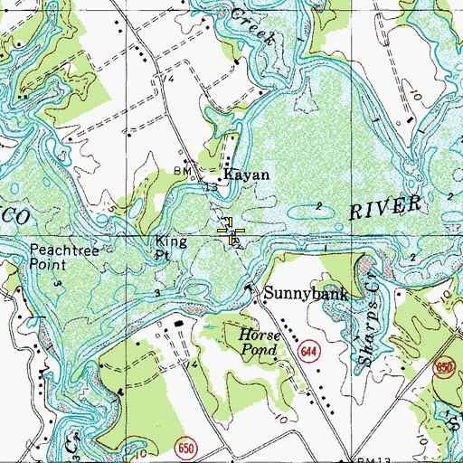 Topographic Map of Sunnybank Ferry, VA