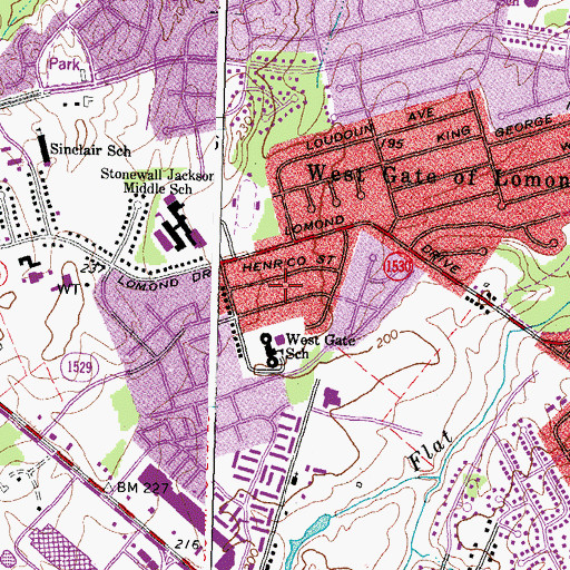 Topographic Map of Hallmark Manor, VA