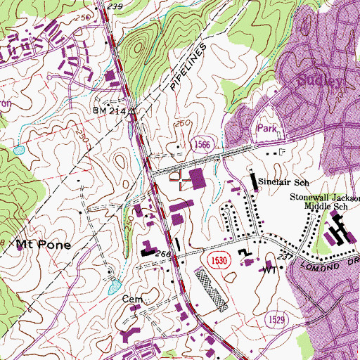 Topographic Map of Sudley Manor Square Shopping Center, VA