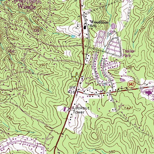 Topographic Map of Woodbine Station Shopping Center, VA
