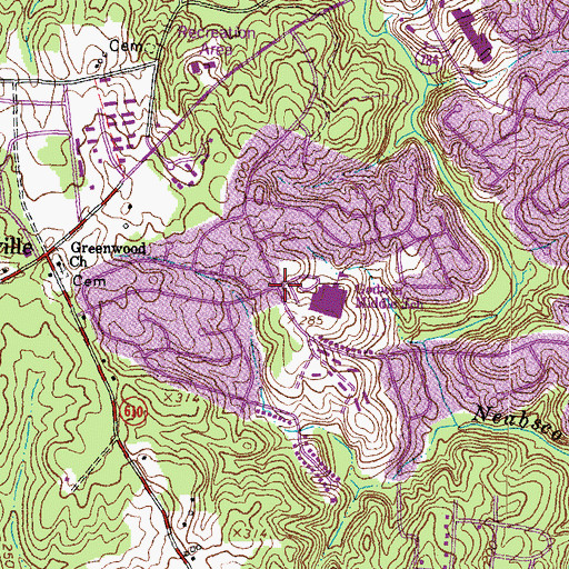 Topographic Map of Evansdale, VA