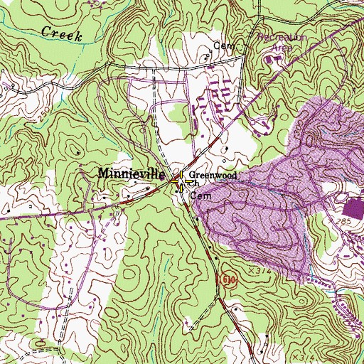Topographic Map of Greenwood Primitive Baptist Cemetery, VA
