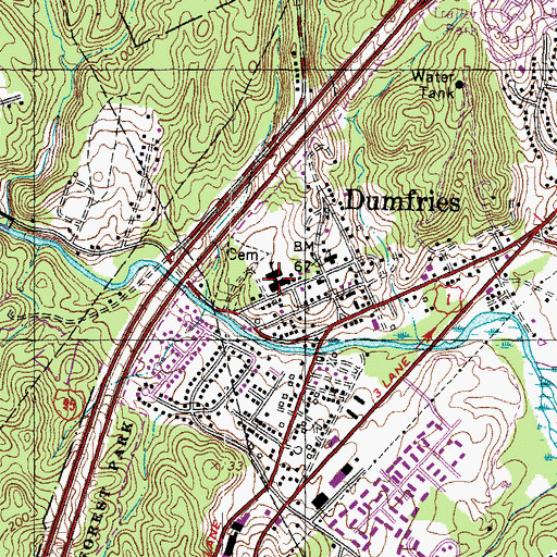 Topographic Map of Dumfries Elementary School, VA