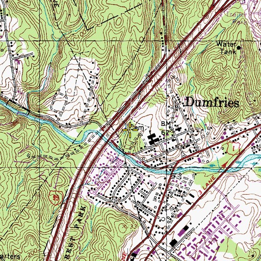 Topographic Map of Dumfries Public Cemetery, VA