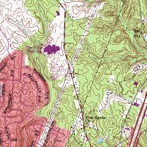 Topographic Map of First Church of the Nazarene, VA
