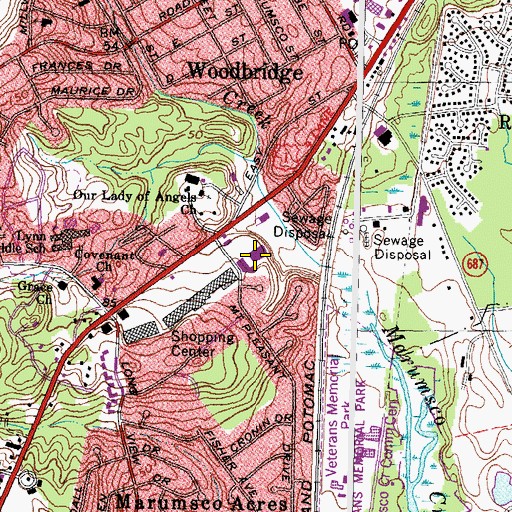 Topographic Map of Jefferson Plaza Shopping Center, VA