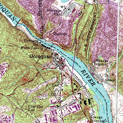 Topographic Map of Occoquan Historic District, VA