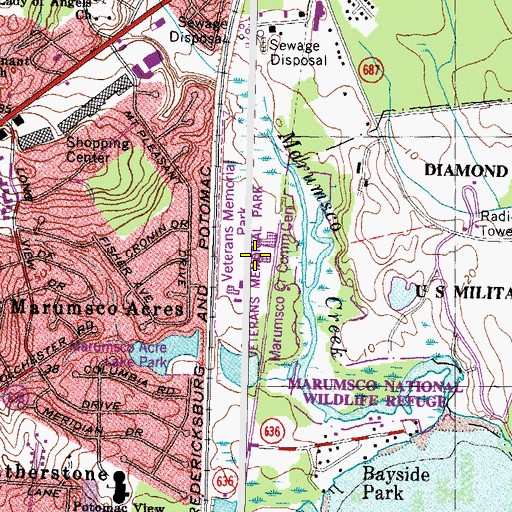 Topographic Map of Veterans Memorial Park, VA