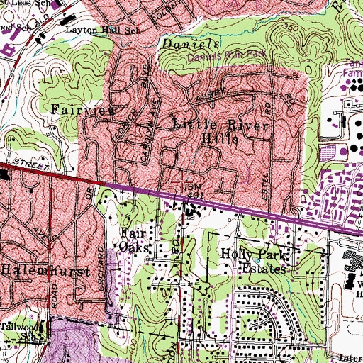 Topographic Map of Fairfax Square Shopping Center, VA