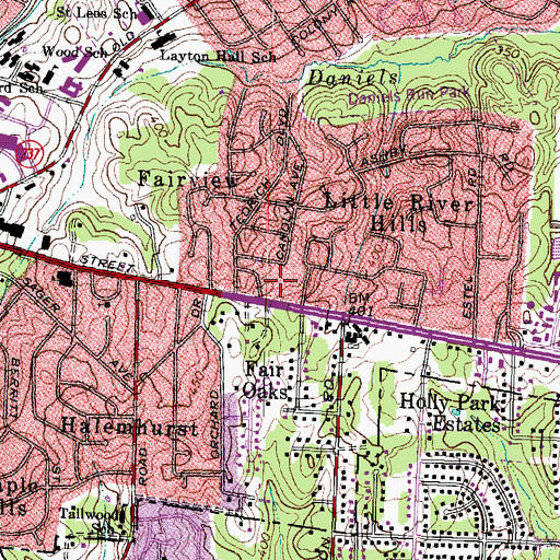 Topographic Map of Fairview Shopping Center, VA