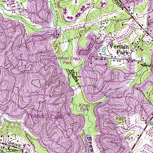 Topographic Map of Crooked Creek Park, VA
