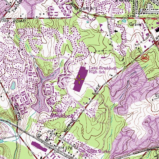 Topographic Map of Lake Braddock Secondary School, VA