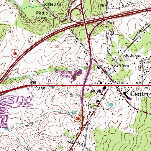 Topographic Map of Newgate Shopping Center, VA