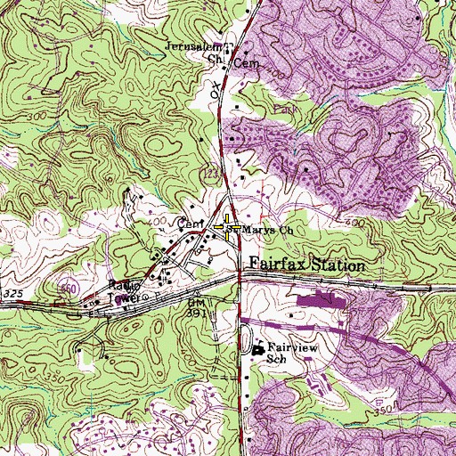 Topographic Map of Saint Mary's Catholic Church Cemetery, VA