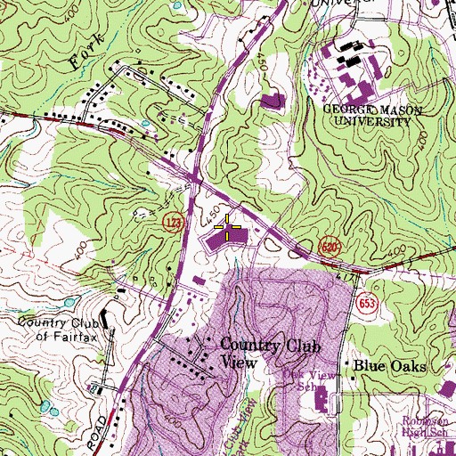 Topographic Map of University Mall Shopping Center, VA