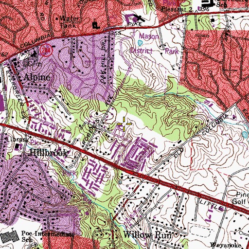 Topographic Map of Columbia Elementary School, VA
