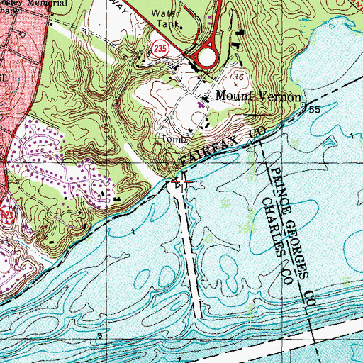 Topographic Map of Mount Vernon Wharf, VA