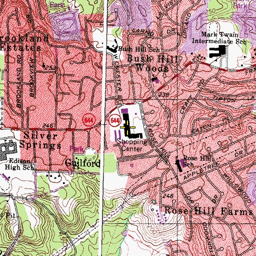 Topographic Map of Rose Hill Shopping Center, VA