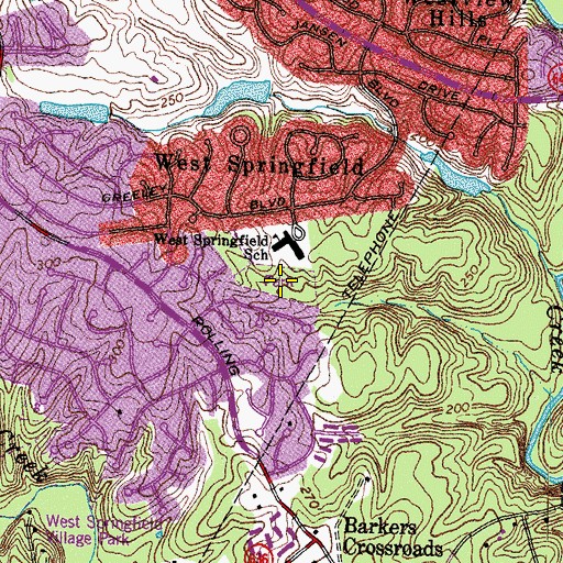 Topographic Map of West Springfield Park, VA