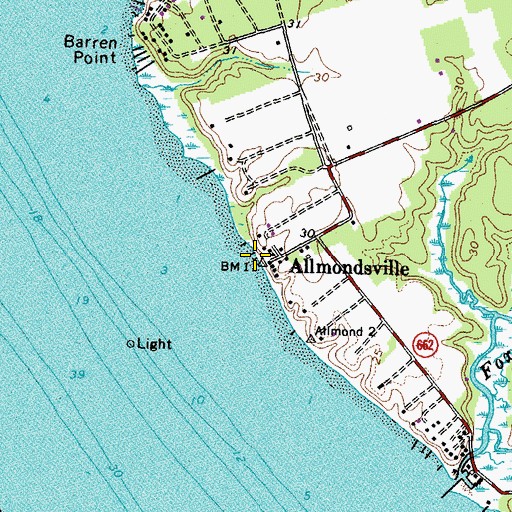 Topographic Map of Allmonds Wharf, VA