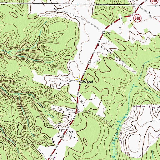 Topographic Map of Bacons Quarters (historical), VA