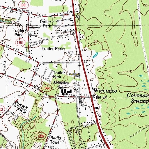 Topographic Map of Hayes Stores Shopping Center, VA