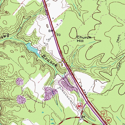 Topographic Map of Petsworth Church (historical), VA