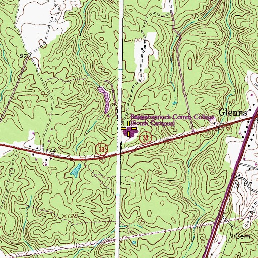 Topographic Map of Rappahannock Community College - Glenns Campus, VA