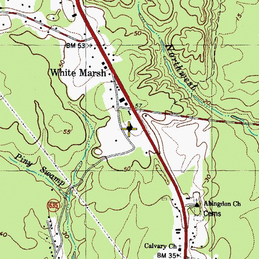 Topographic Map of White Marsh Shopping Center, VA