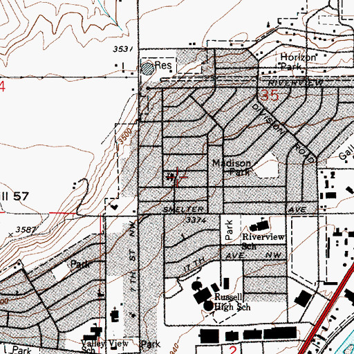Topographic Map of Redeemer Lutheran Church, MT
