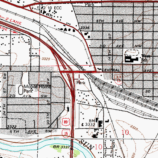 Topographic Map of Westside Viaduct Park, MT