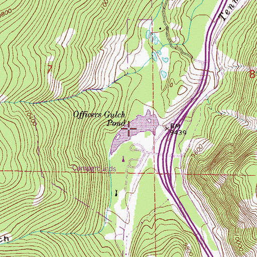 Topographic Map of Officers Gulch Pond, CO