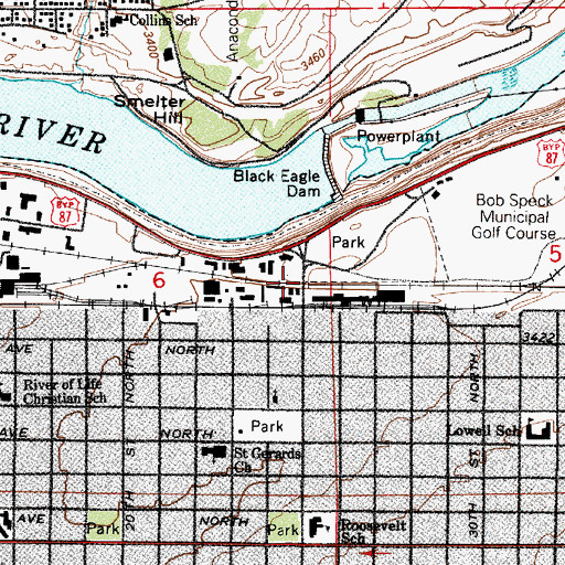 Topographic Map of Chicago Milwaukee Saint Paul and Pacific Railroad Bridge, MT