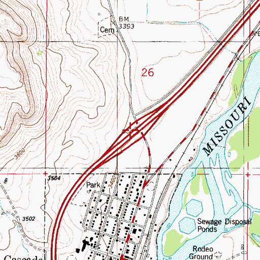 Topographic Map of Interchange 256, MT
