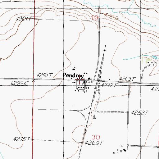 Topographic Map of Pendroy Post Office, MT