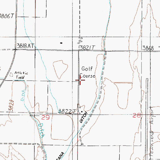 Topographic Map of Old Baldy Golf Course, MT