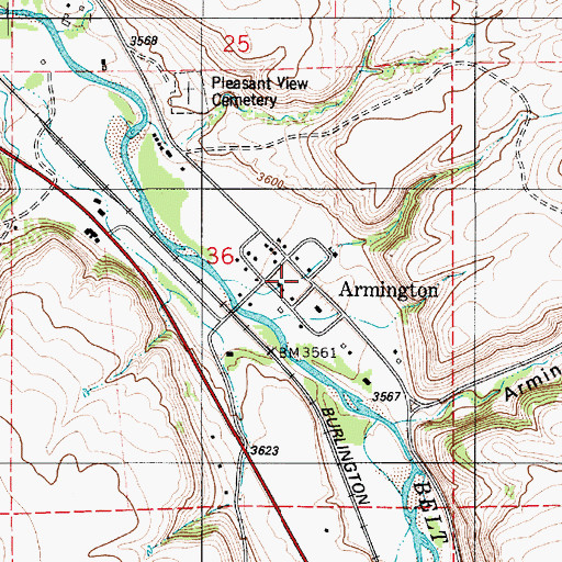 Topographic Map of Armington, MT