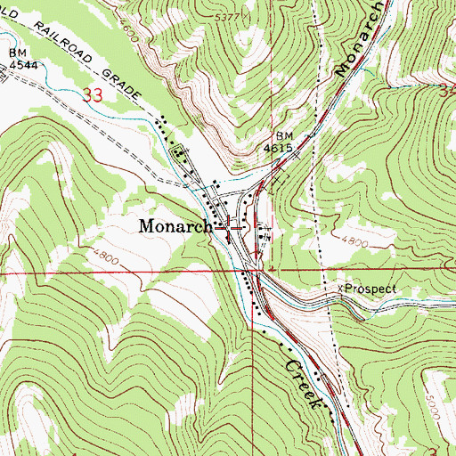 Topographic Map of Monarch Post Office, MT